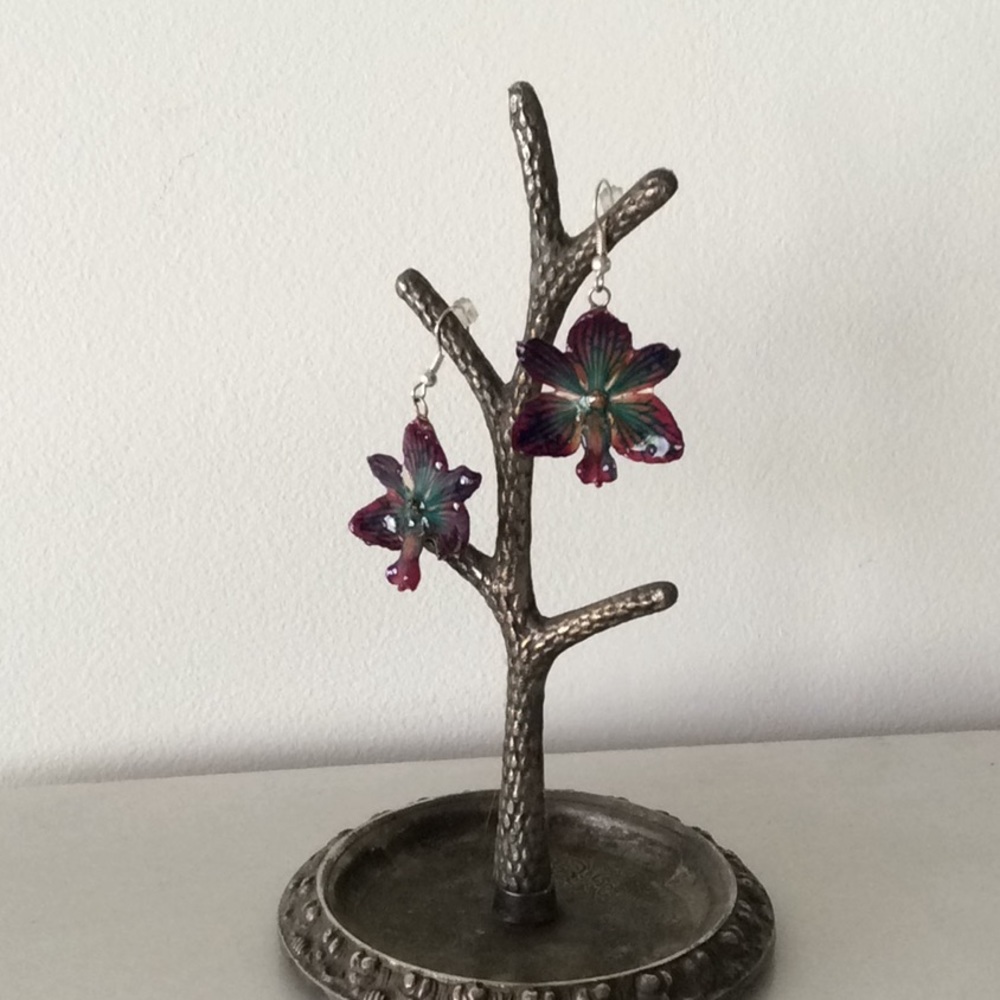 Preserved Purple Orchid Anthropologie Earrings